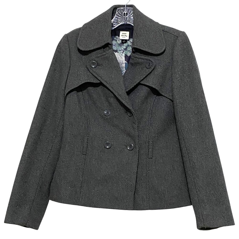 Old Navy Wool Pea Coat Jacket‎ Womens S Gray Light Academia Citycore Officecore